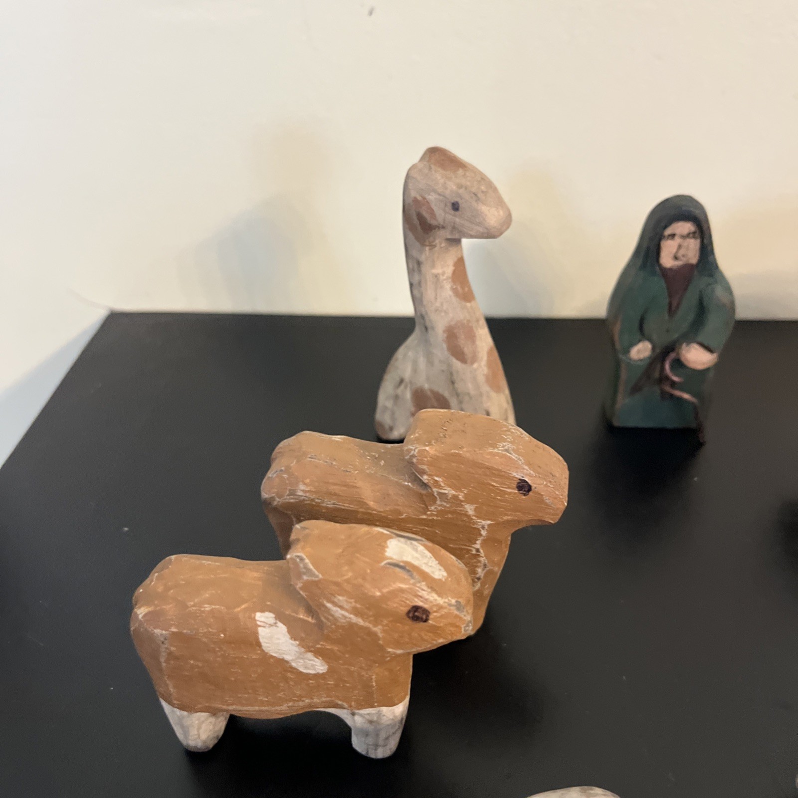 Vintage Carved Wooden Noah And Animals Figurine 11pc Lot Hand-painted