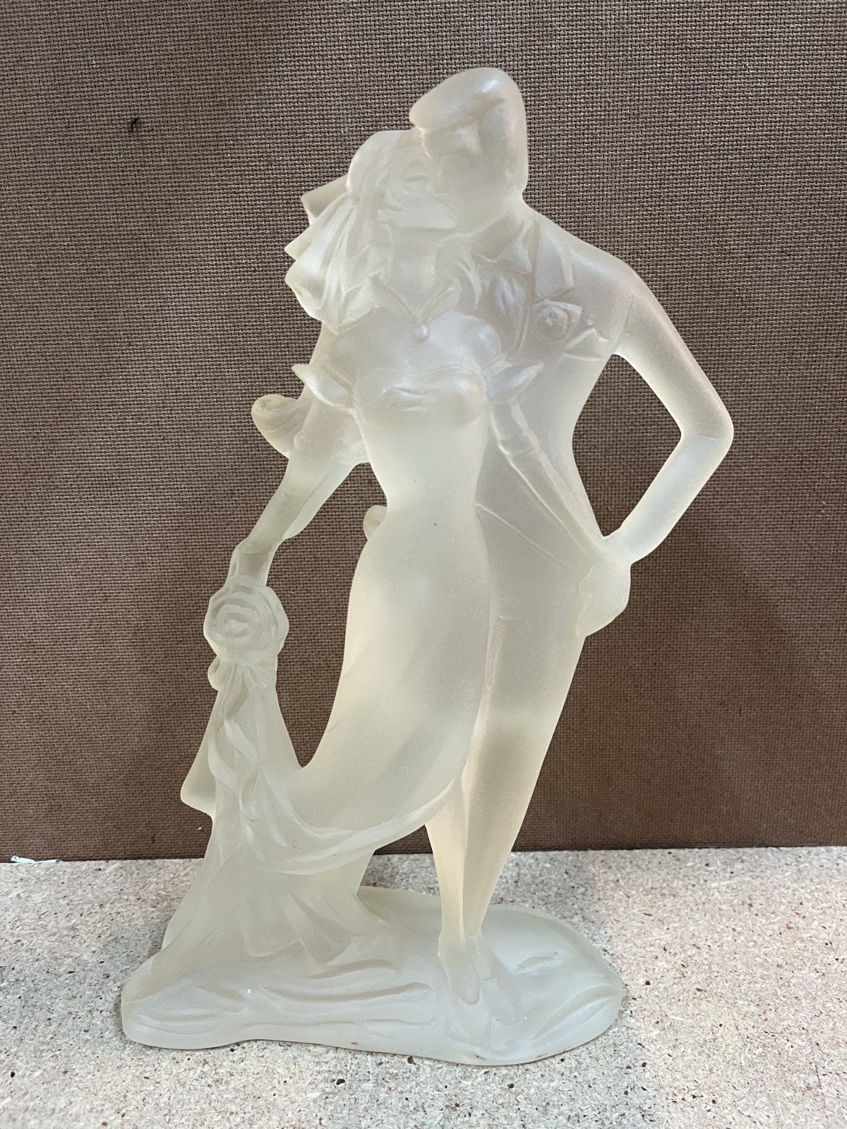 Vtg Mirage Ronkonkoma NY Art Deco Frosted Acrylic Lucite Wedding Bride Statue 88
