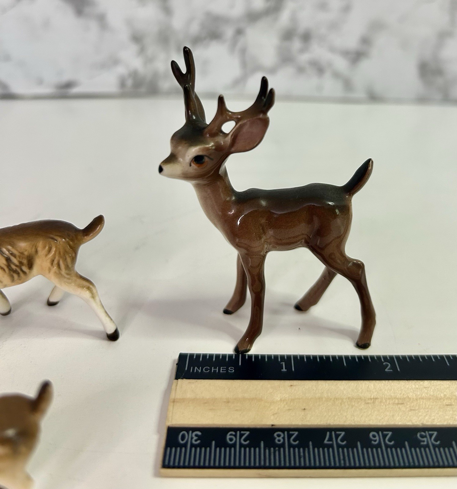 Vintage Japan Porcelain Deer Family Figurine Set 3 Buck Fawn MCM READ As Is