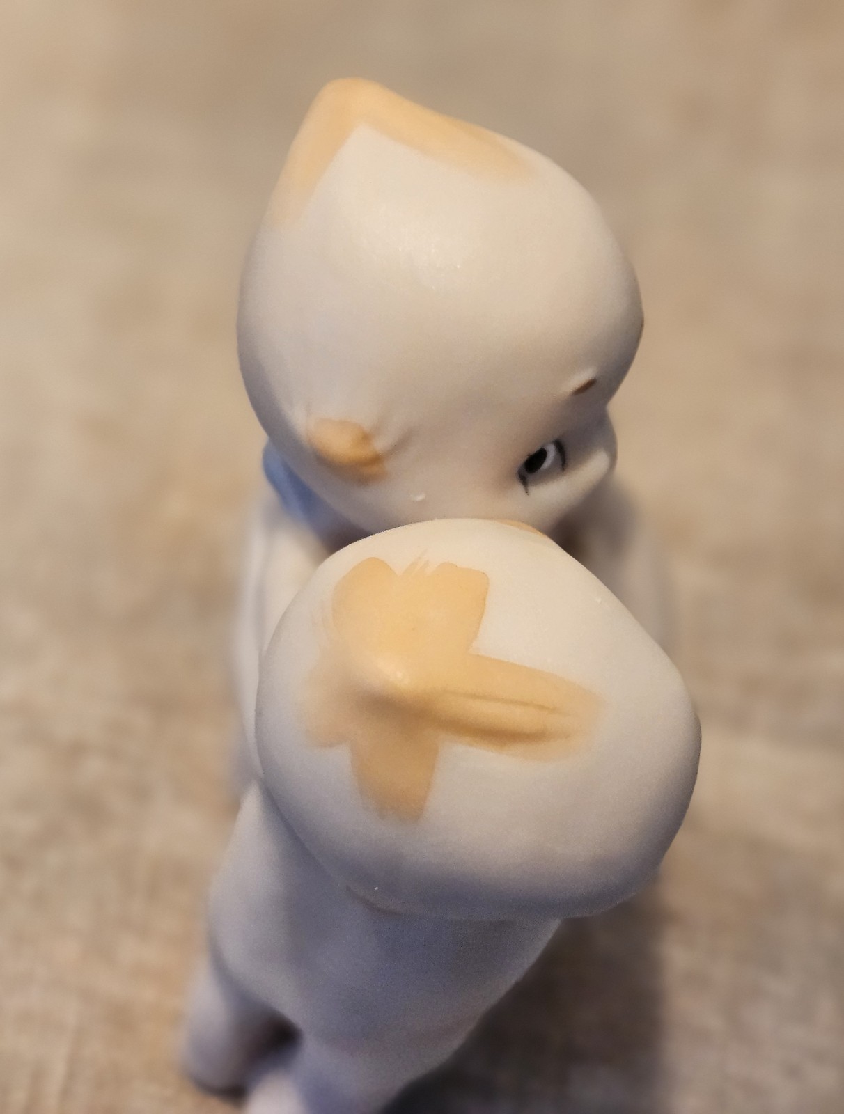 Antique Rose O’Neil Kewpie huggers, German bisque dolls, 3 inches, blue wings