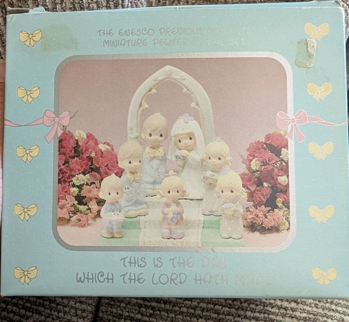 Precious Moments Bridal Wedding Set Painted Pewter Miniature Vintage 1989 Enesco