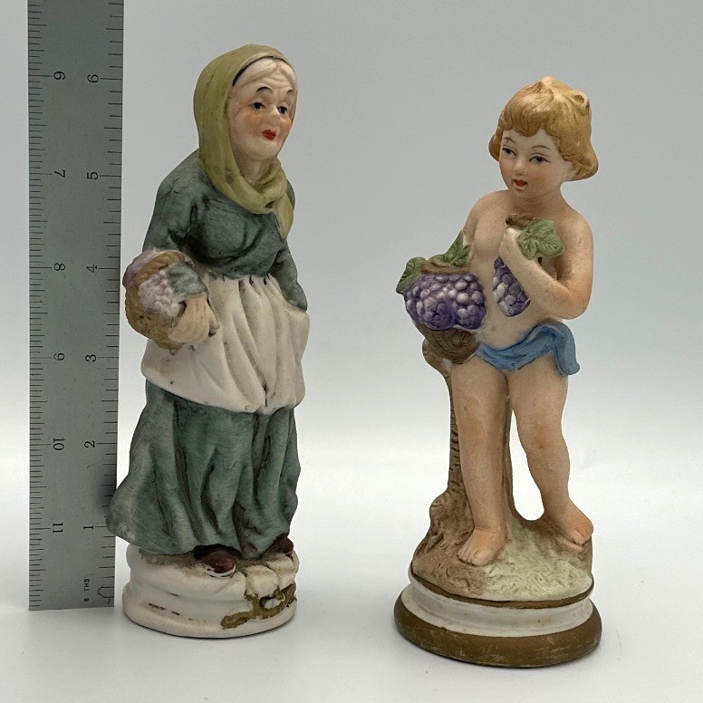 Vintage Porcelain Figurines “Allegory of Autum” Putti & Woman w/ Grapes 6.25 In