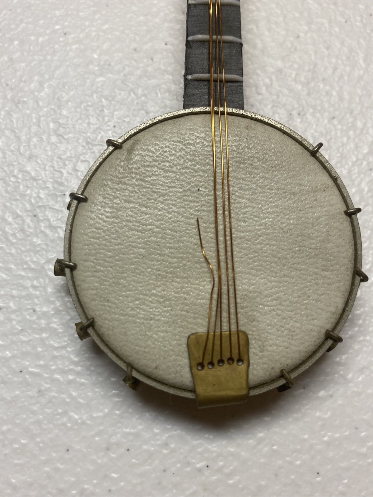 Miniature Banjo Replica In Velvet Lined leather Case 7 1/4 In