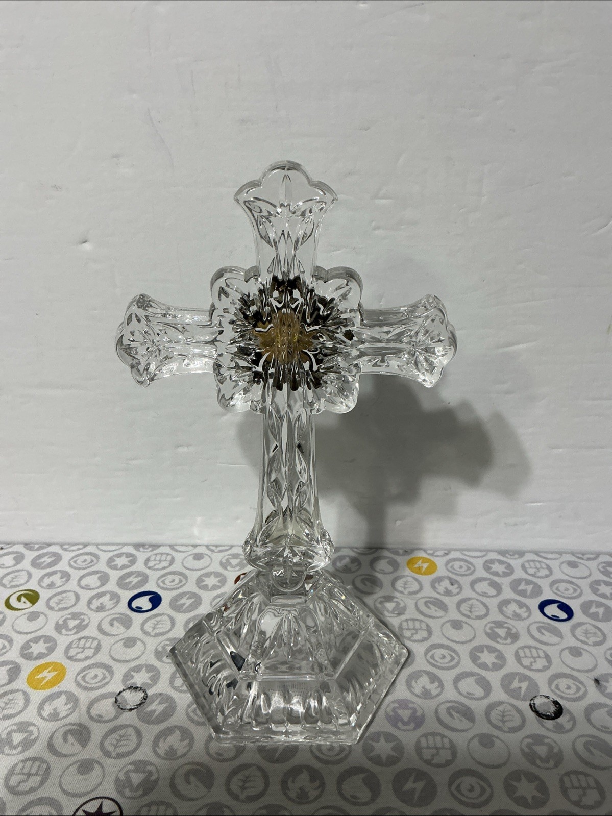 Lenox Full Lead Crystal Cross with Multi-Colored Crystals, Made in Germany 7.5”