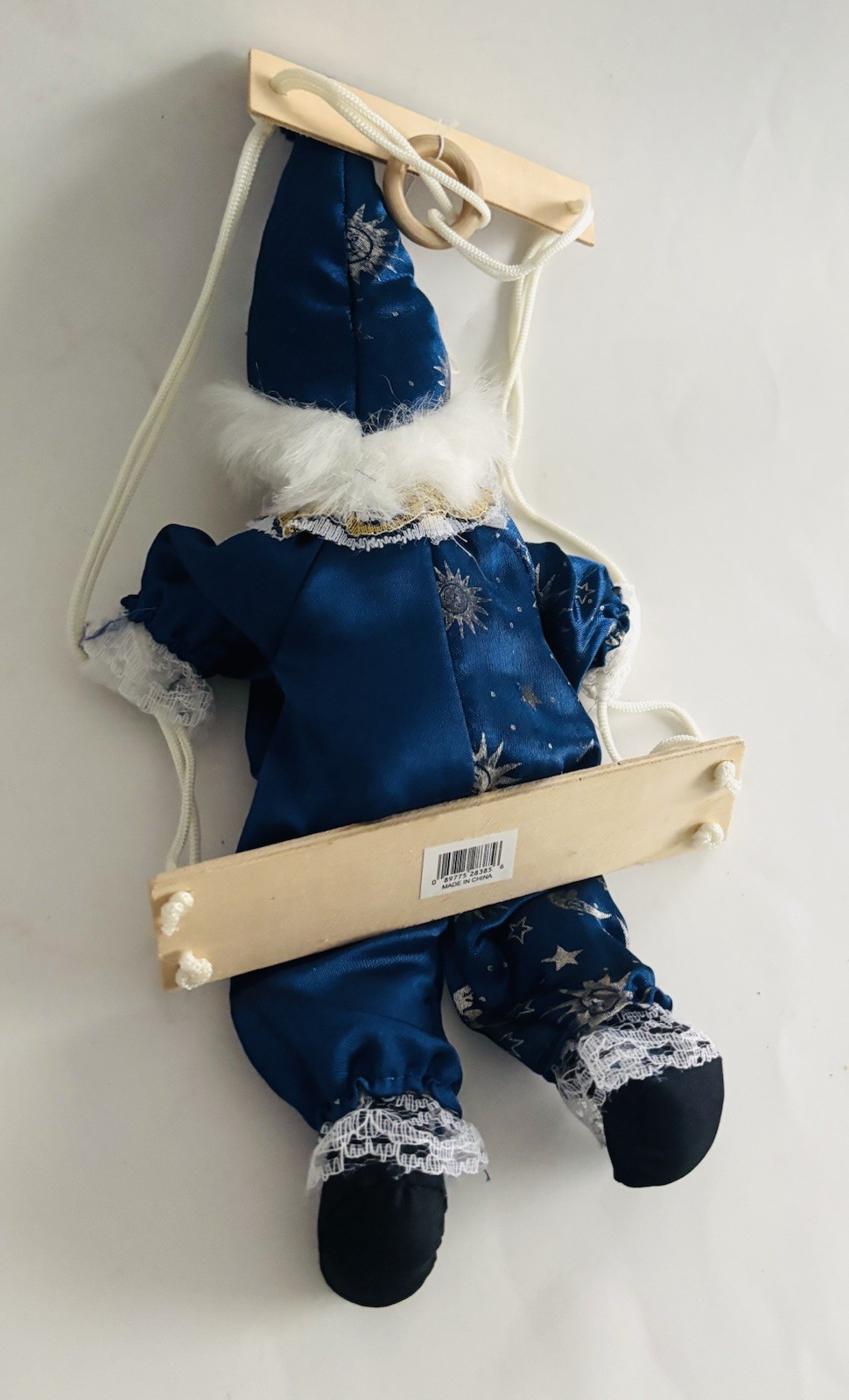 Vintage Porcelain face Clown Puppet on Swing Marionette Doll Circus Decor ( C1)