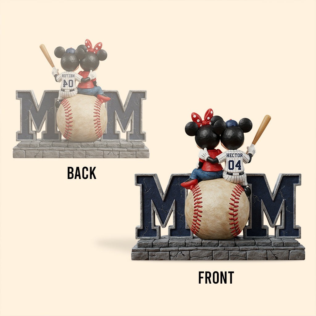 Personalized Disney Mickey Minnie Baseball Mom Acrylic Plaque Wooden Block Decor