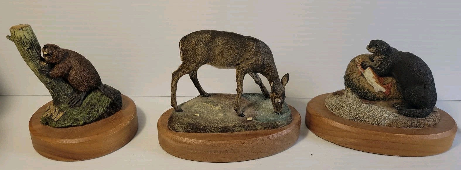 Hamilton Collection Animal Wildlife Figurines Lot 3 BRONZE Deer Beaver Otter