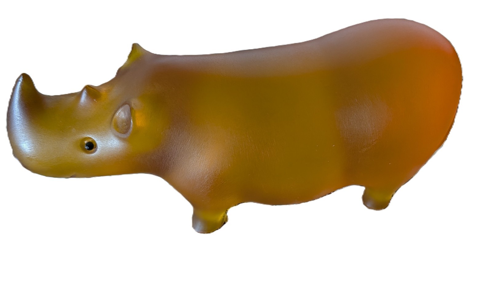 MCM ? Sascha Brastoff Resin Rhino Rhinoceros Sculpture Figurine Amber Apricot