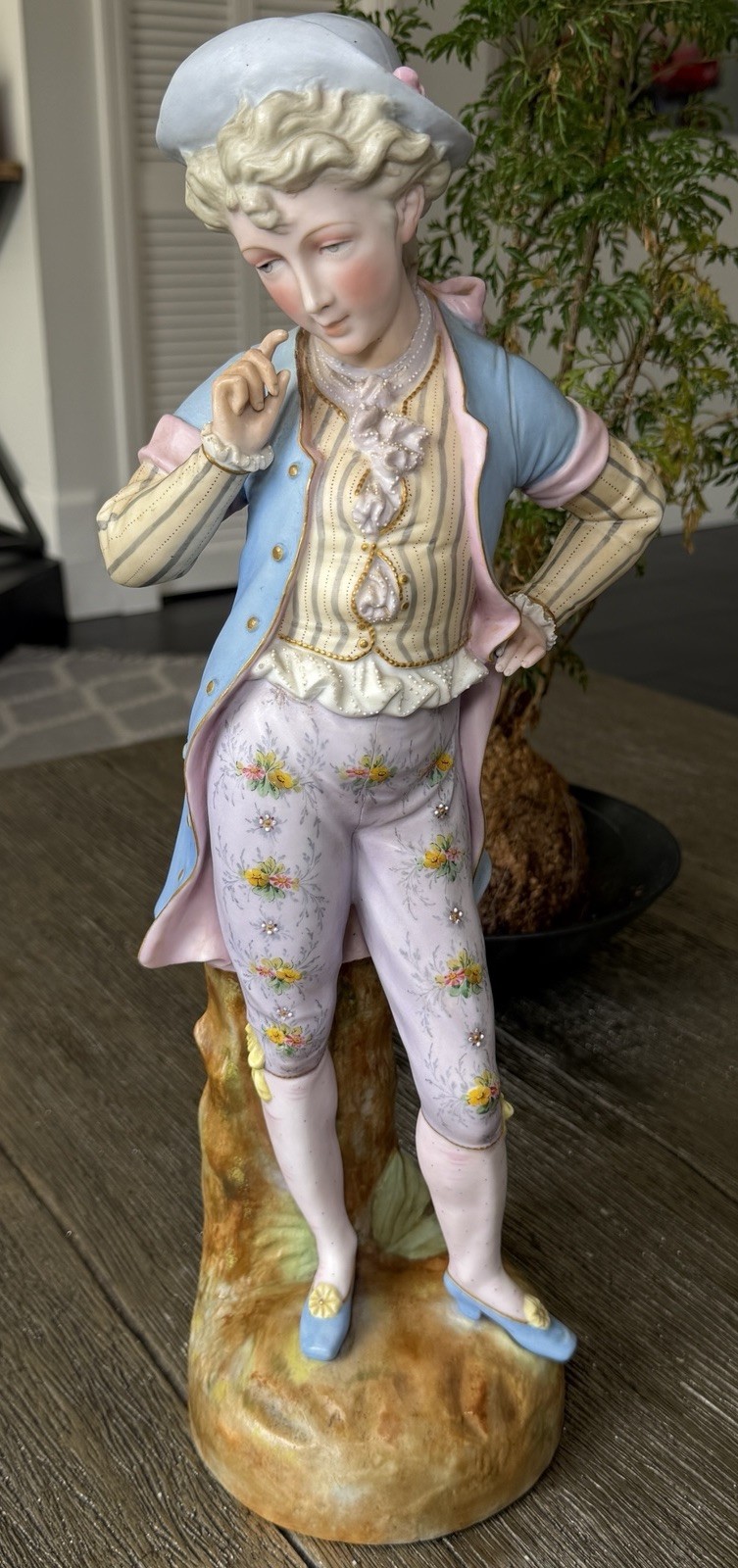 19” Large Unterweissbach German Porcelain Rococo Gentleman Figurine Hand Painted