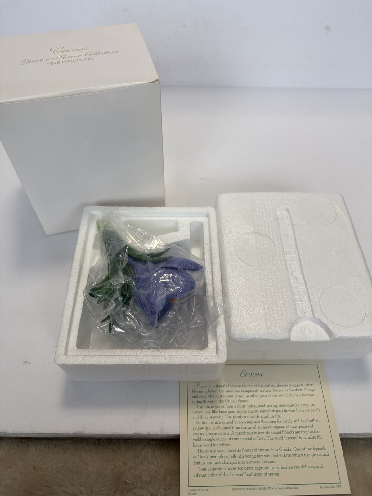 Garden Flower Collection Blue Crocus Porcelain Figurine with Box 4.5”