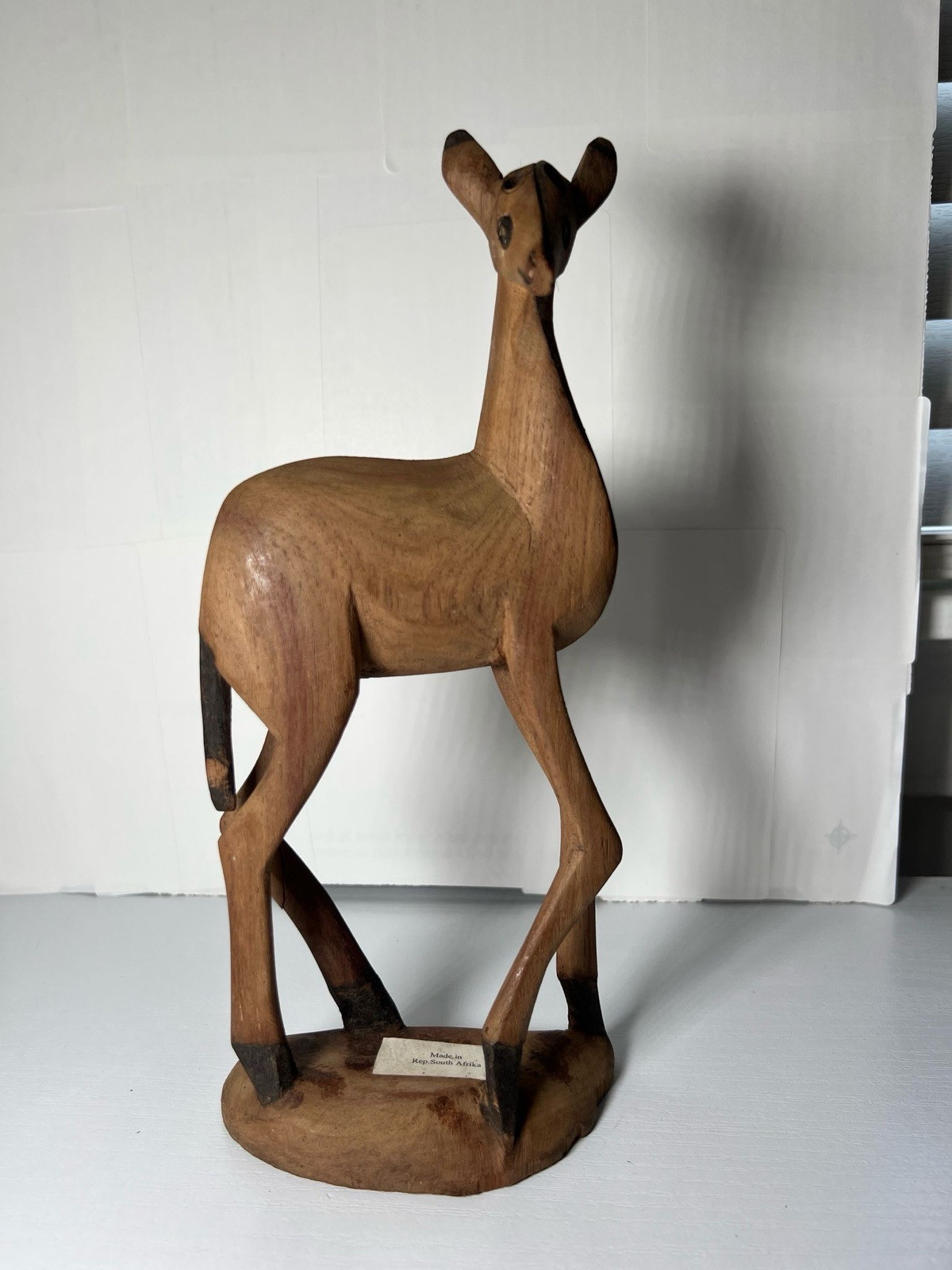 Hand Carved Wooden Antelope Gazelle Deer South Africa Figure Vintage 10” Y493A