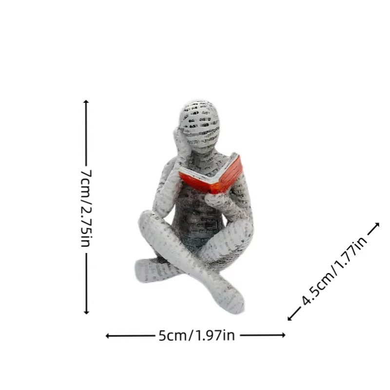 Reading Paper Pulp Woman Statue Thinker Figurine Creative Modern Home Shelf Deco