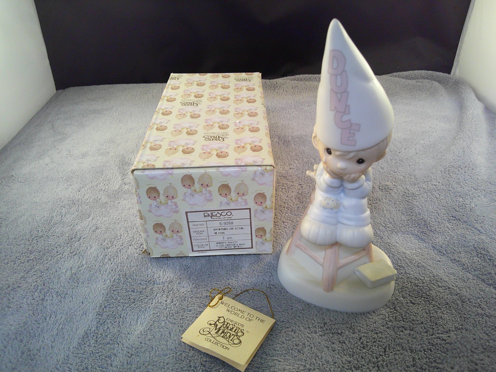 Precious Moments “Nobody’s Perfect” Dunce Hat Boy 1982 Figurine E9268