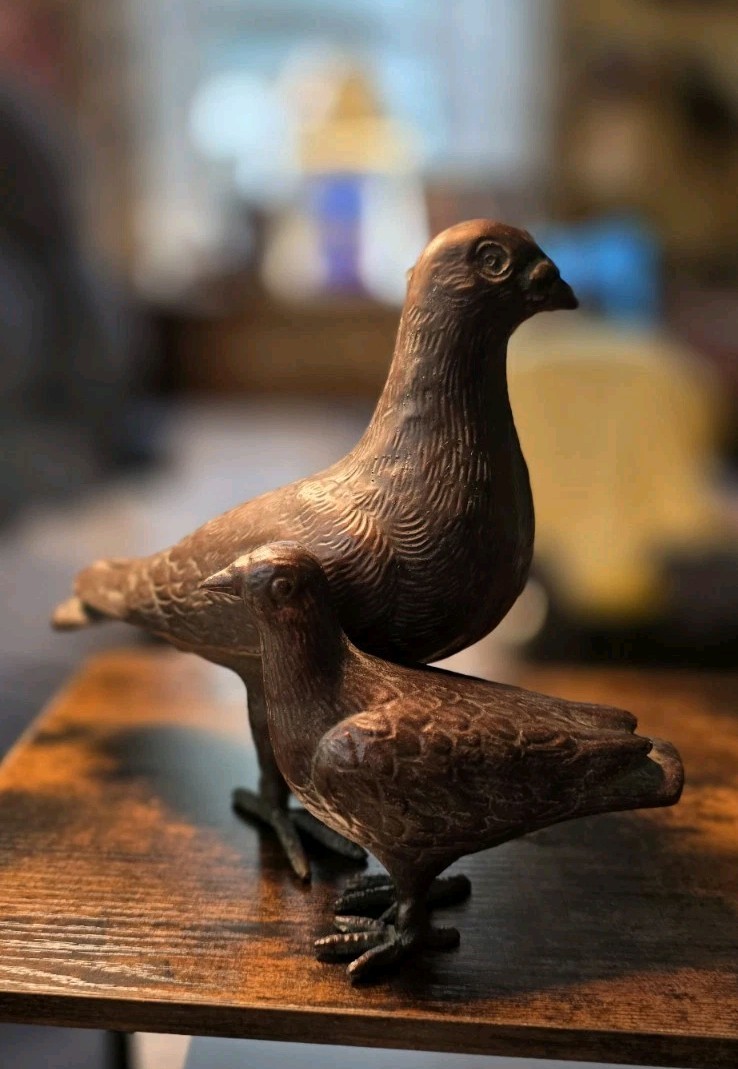 Pair (2) Andrea By Sadek Ceramic Textured Brown Bronze Finish Dove Birds – China