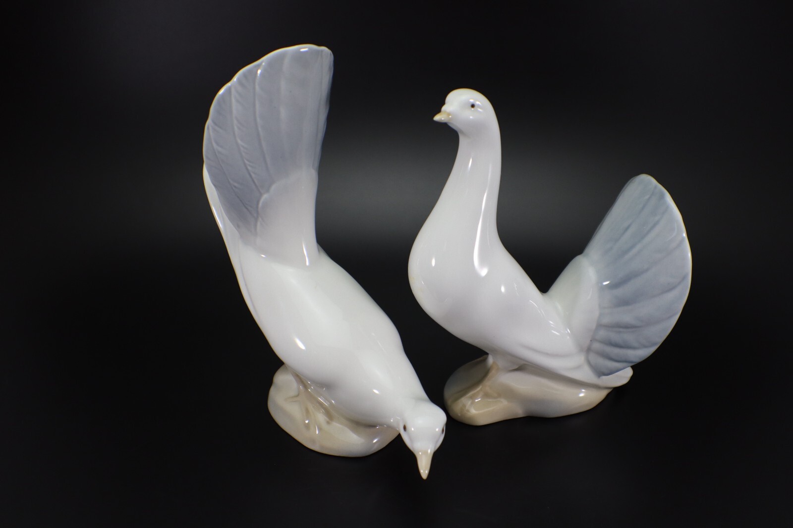 Porceval Villamarchante Valencie DOVE FIGURINES Pair Spain Porcelain Hand Paint