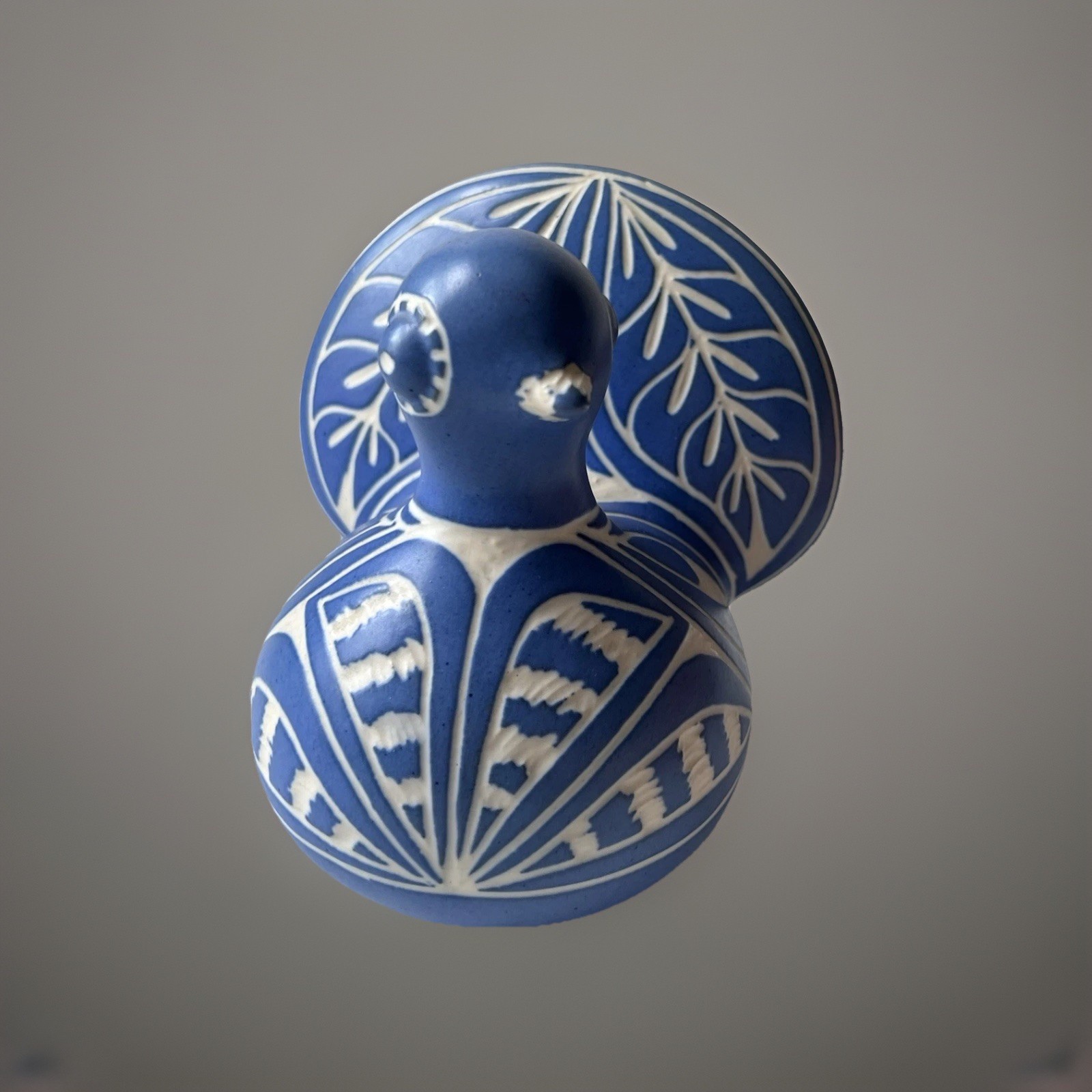 Vintage Large Signed Pablo Zabal Peacock Blue Bird Zoo Ceramic Figurine Chile