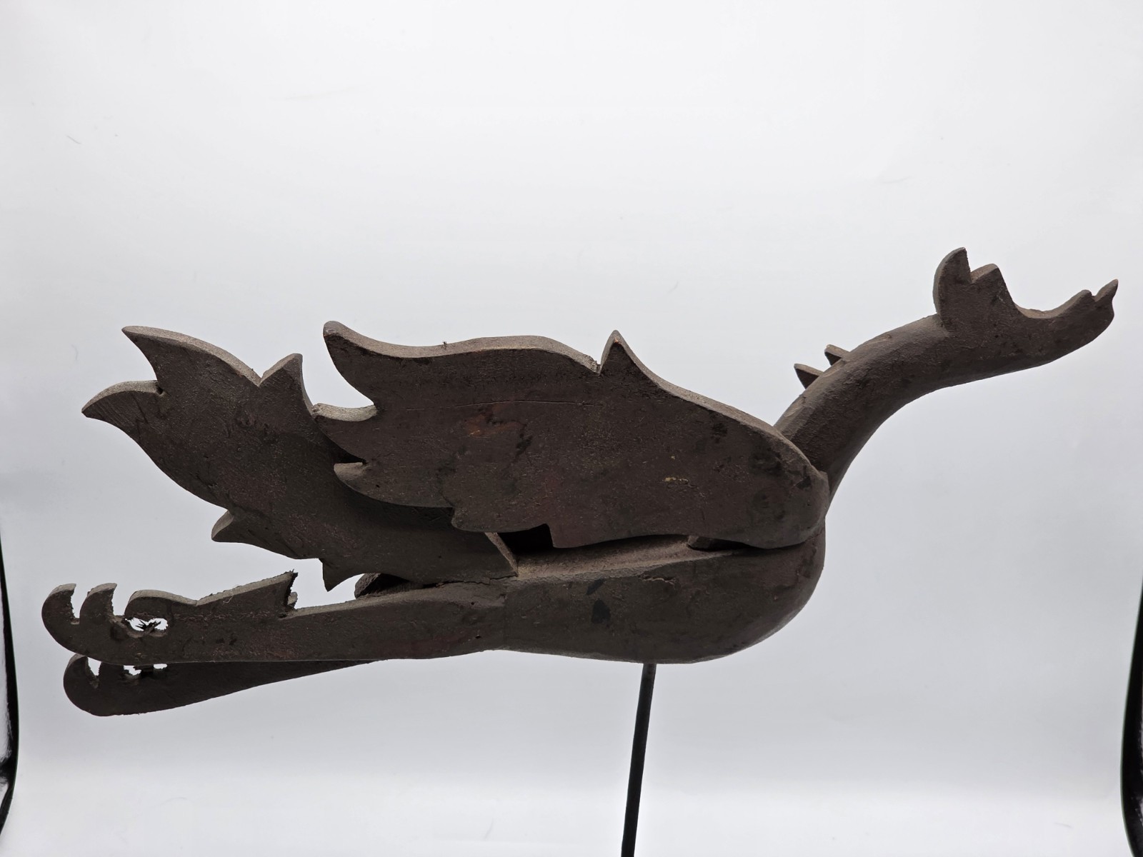 Mid Century Thailand Wood Carved Sculpture Phoenix Dragon Hand Carved