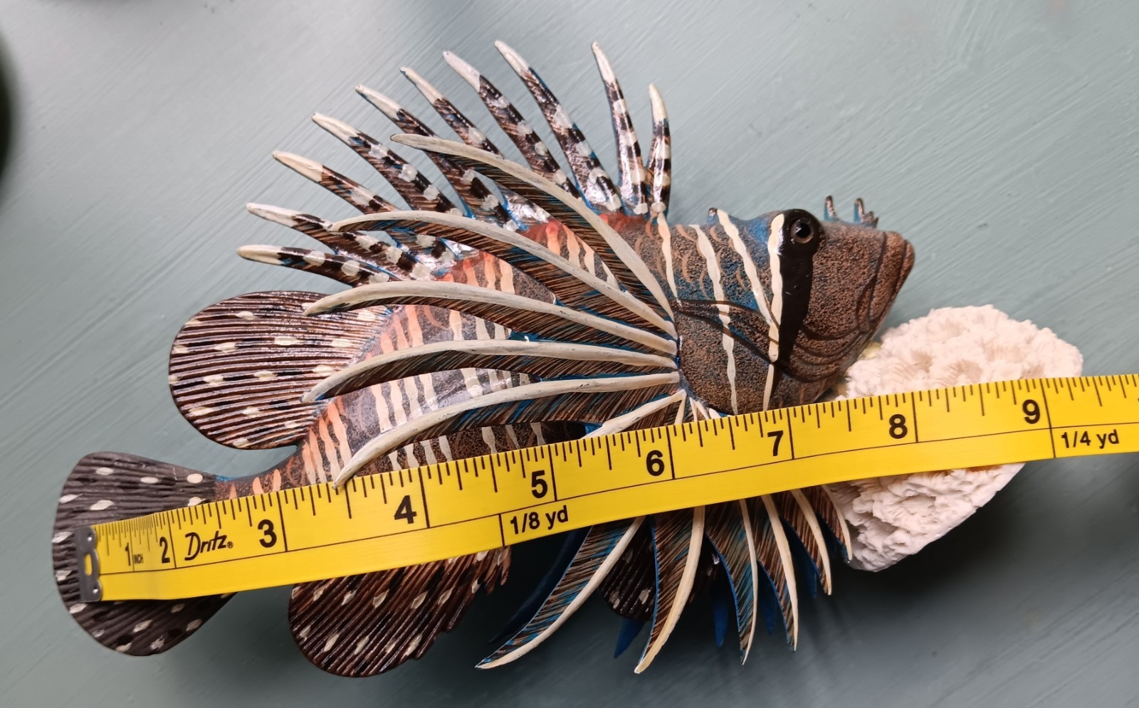 Handpainted Metal Lionfish On Coral Beautiful Details Excellent Condition