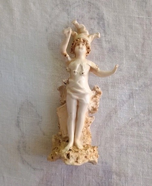 Unusual Art Nouveau Figurine Female Commedia Dell’Arte Glazed Porcelain Germany?