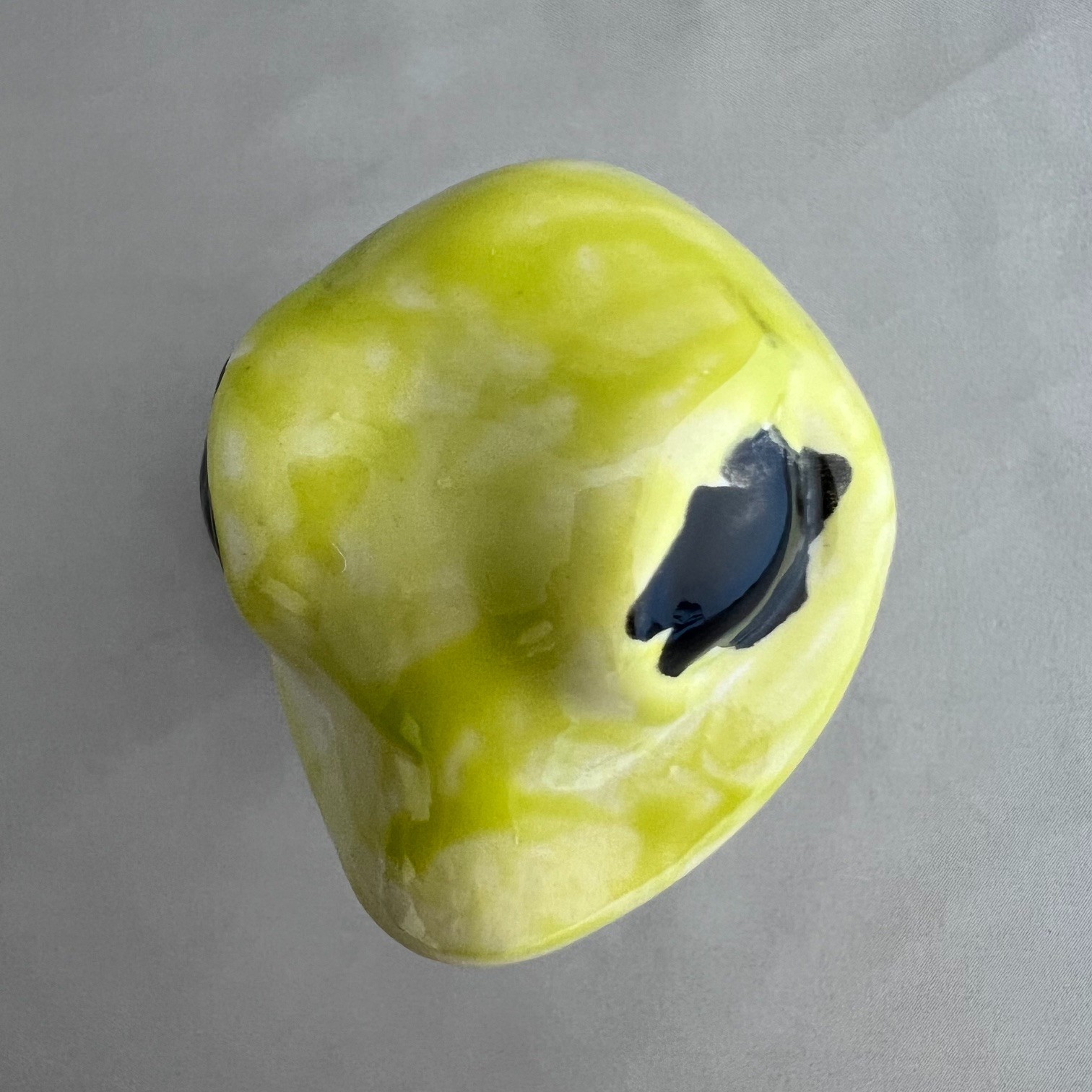 Gecko Animal Hand Painted Ceramic Character Figurine Lime Green Blue 5in Signed