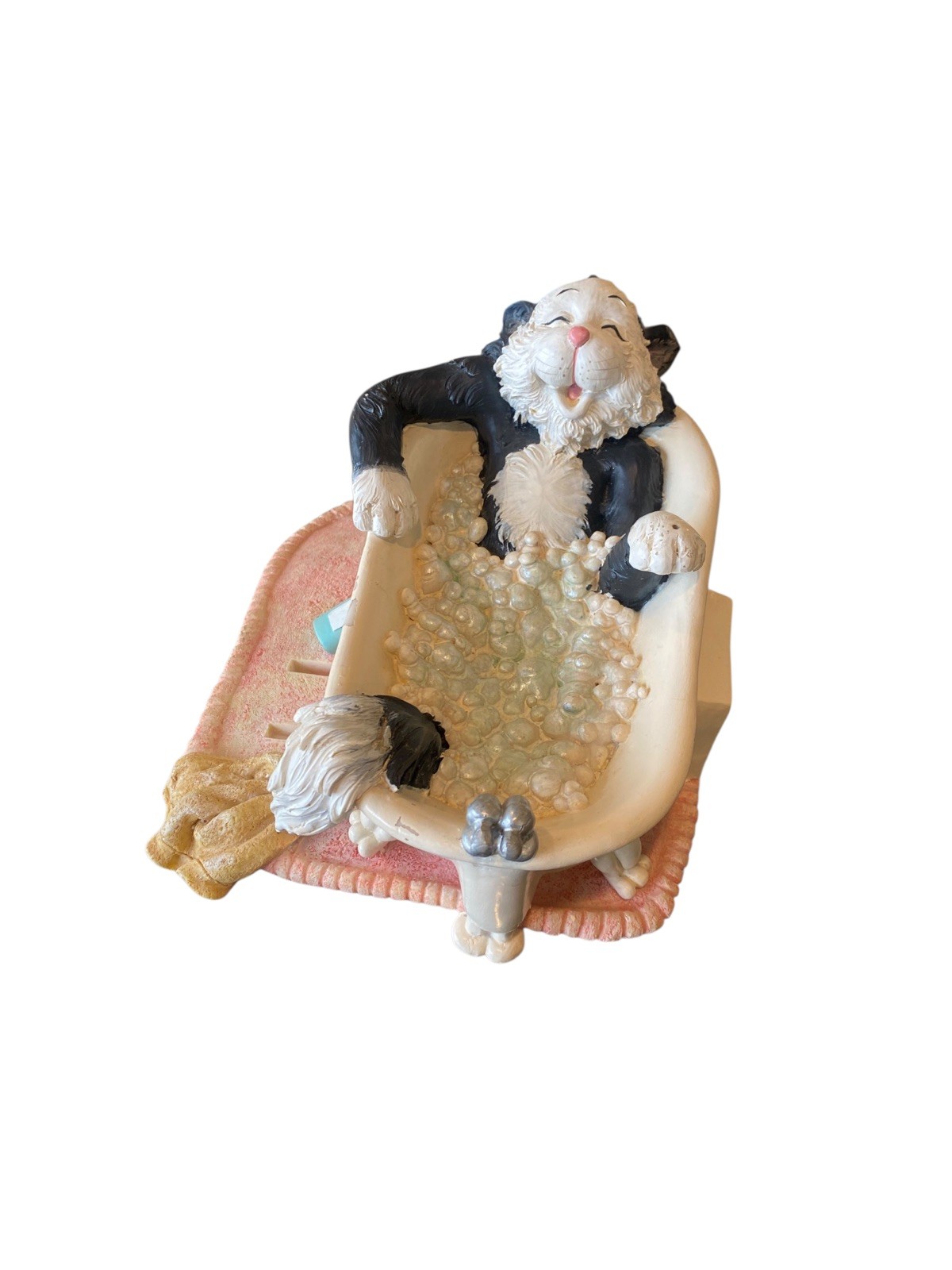 VTG Cat In Tub Resin Decorative Figure Bathroom Decor