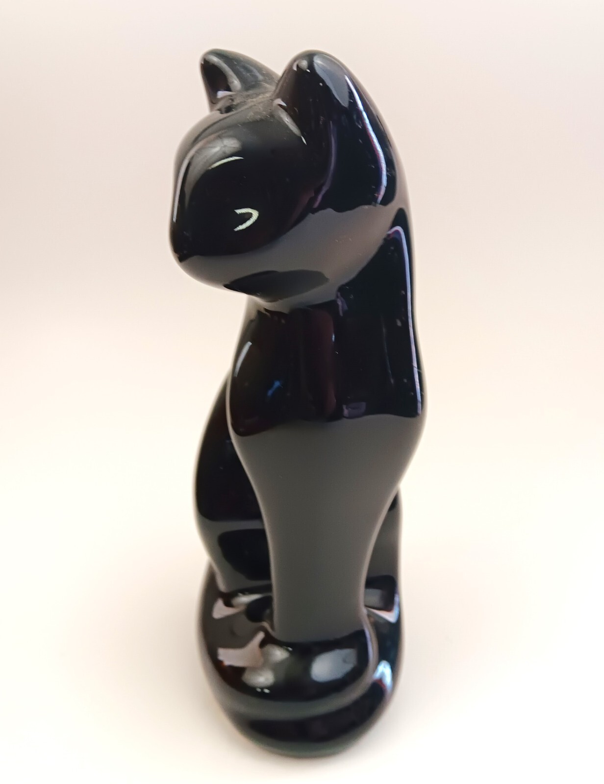 Black Ceramic Cat Statue Figurine Figure Art Mark 8.5” Tall MCM Vintage