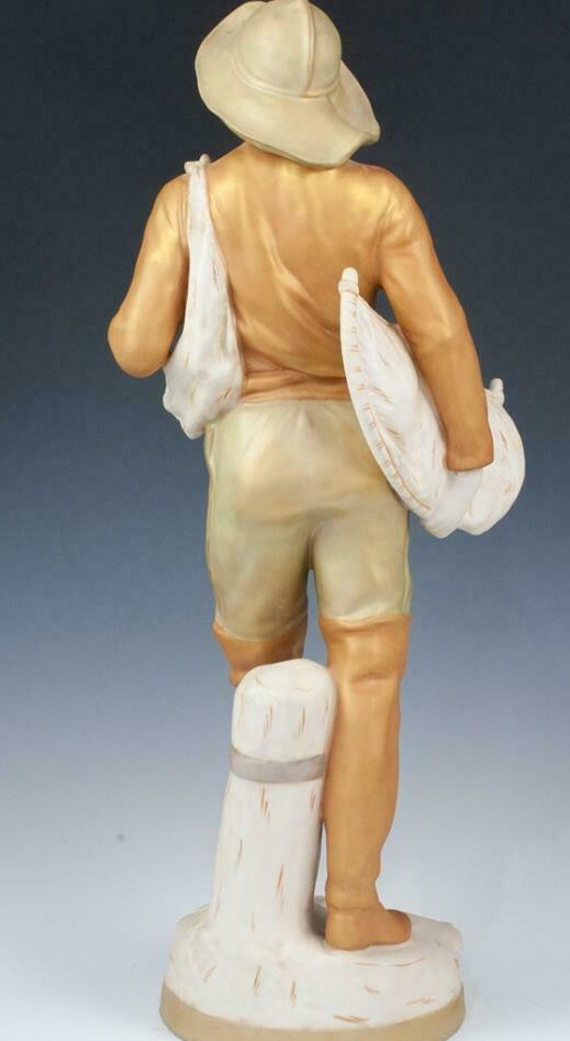 Vintage Royal Dux Porcelain Figurine, “The Fisherman”. 21″ high. 1920-30´s.
