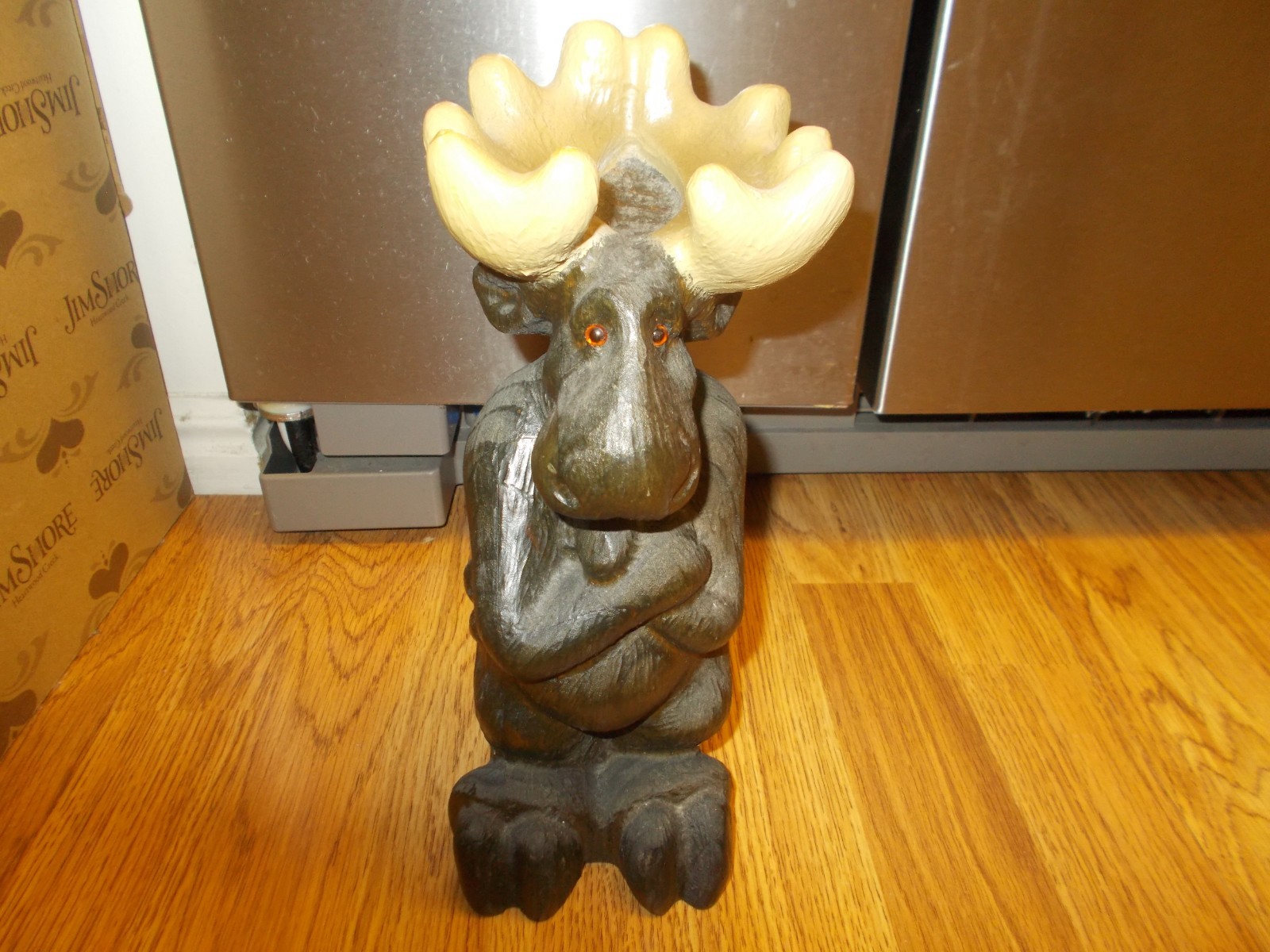 RARE Big Sky Carvers MOLLY MOOSE Wood Carving 1996 Jeff Fleming 11”