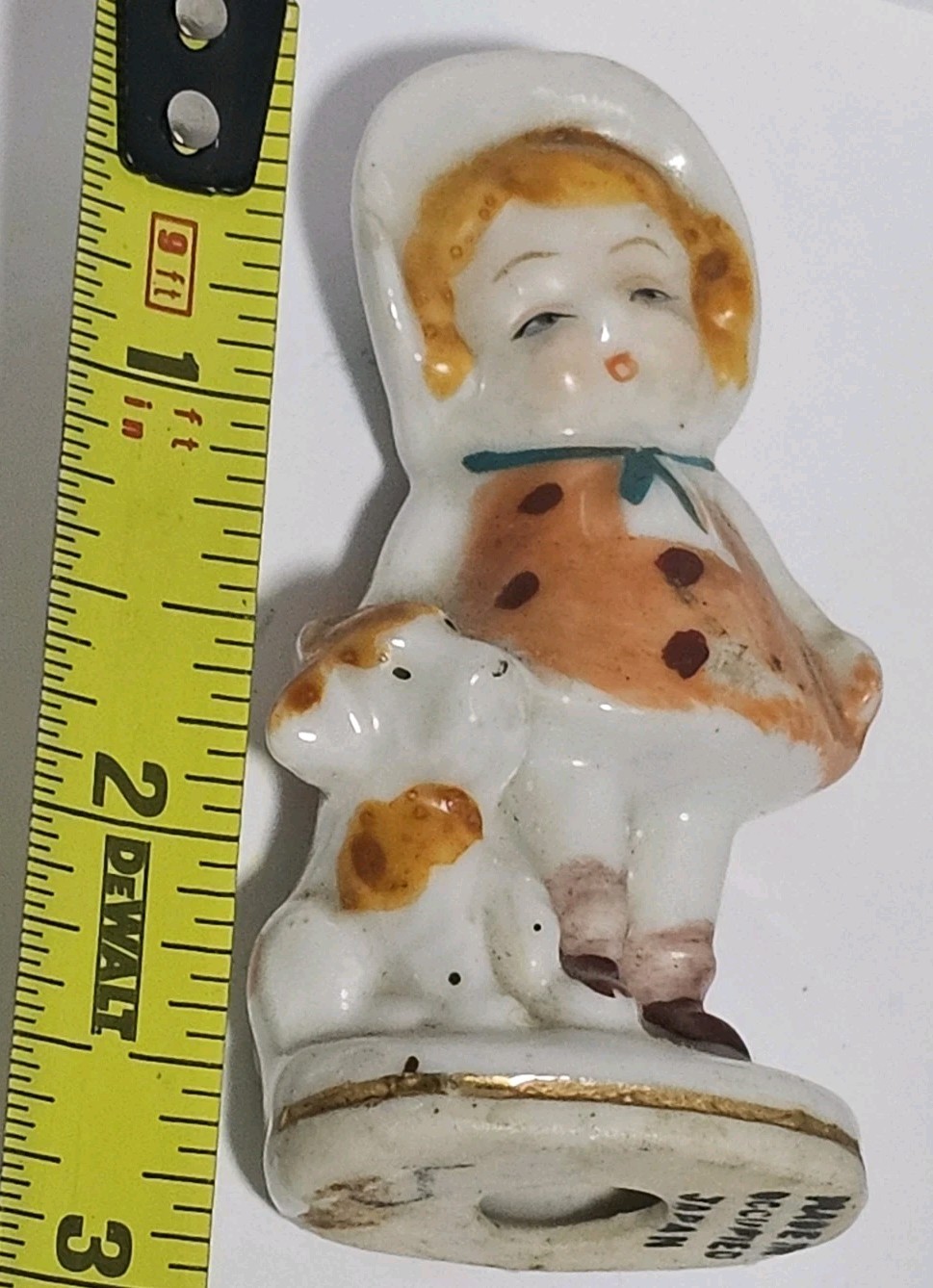 6 Japan Ceramic Handpainted Little Boys And Girl Figurine Shadow Box Trinkets