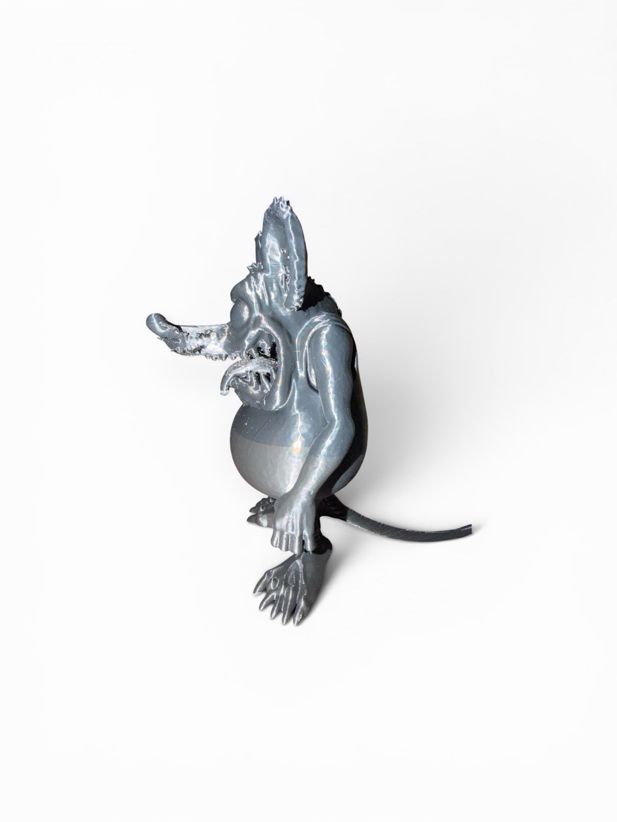 8” Hand Painted Monster Rat Figure 3D Printed Custom Collectible Statue