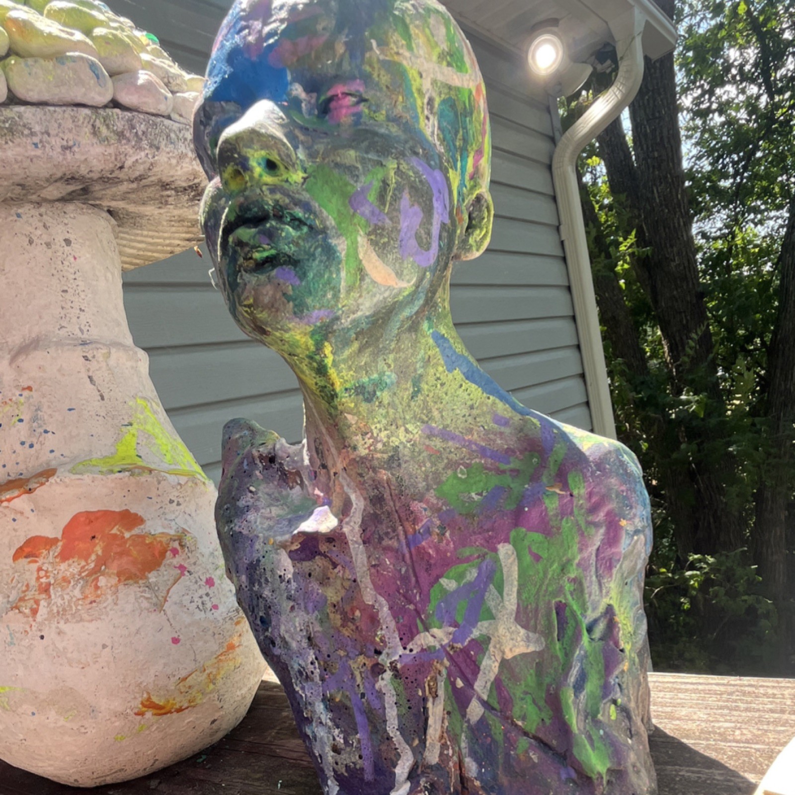 Abstract Multicolor Ceramics Sculpture Human Figure Bust Figurine 3D