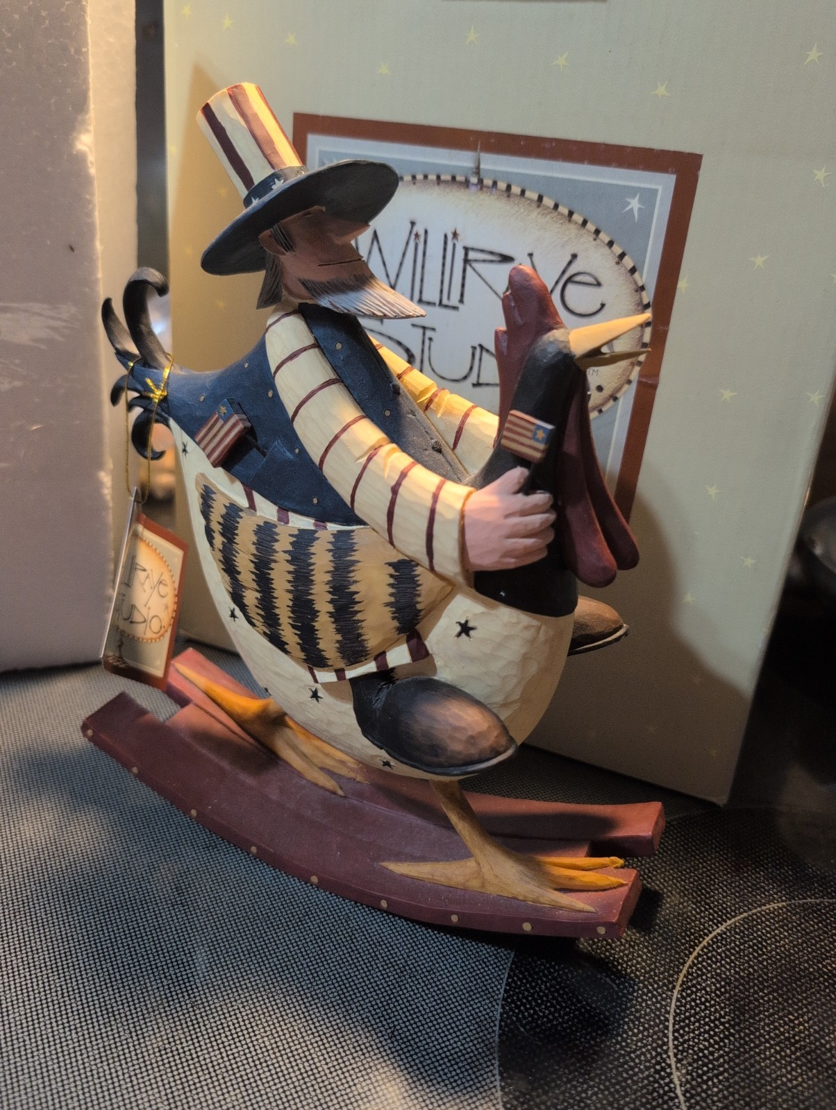 Williraye Studio Cock-a-Doodle Blue WW7787 Uncle Sam Rooster Rocker Chicken