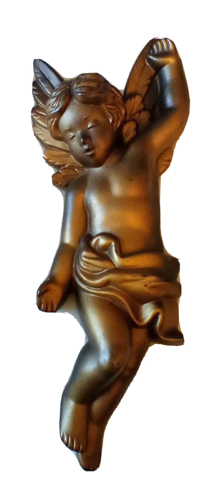 VINTAGE MILLER STUDIO 1968 CHALWARE ANGEL CHERUB WALL ART MCM GOLD BLACK