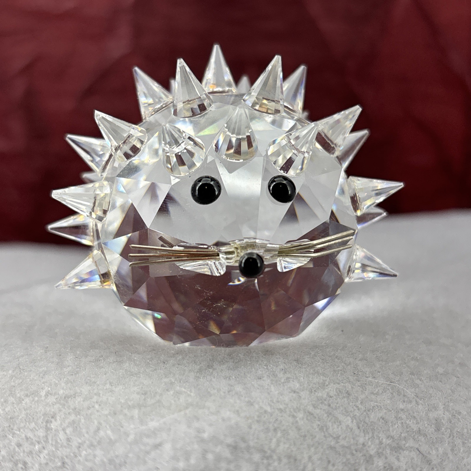 Swarovski Clear Crystal Hedgehog Black Eyes Nose Silver Whiskers 2 1/4 Inch EUC