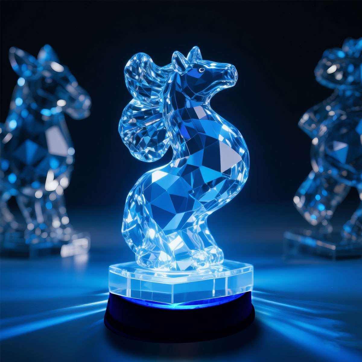 1-2X LED Light Display Base Stand 7 Color Lamp Holder Crystal Glass Art Figurinm