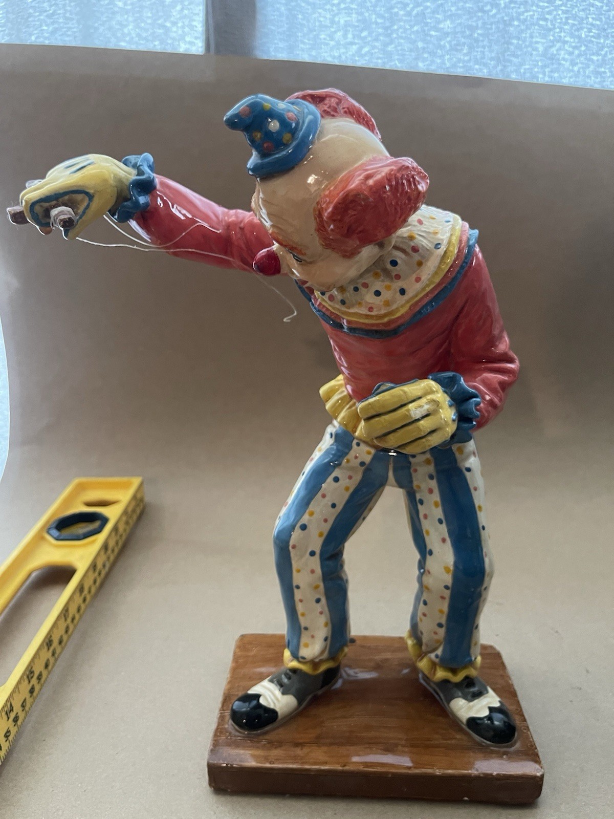 Vintage Handcrafted Clown Figurine with Porcelain Base 11.5/12 Inch Tall 2lb