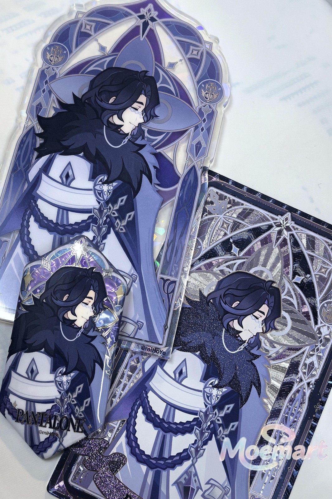 Official Genshin Impact Fatui Pantalone PVC Figure Acrylic Stand Badge Card Set