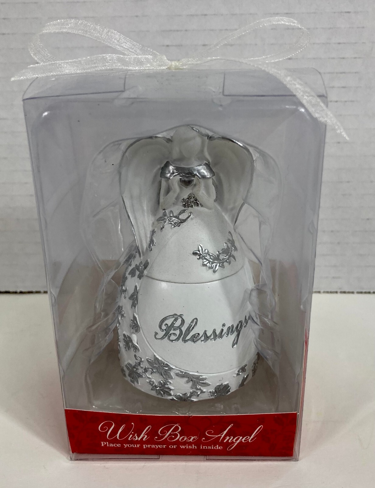 Wish Box Blessings Angel White & Silver Place Your Prayer or Wish Inside