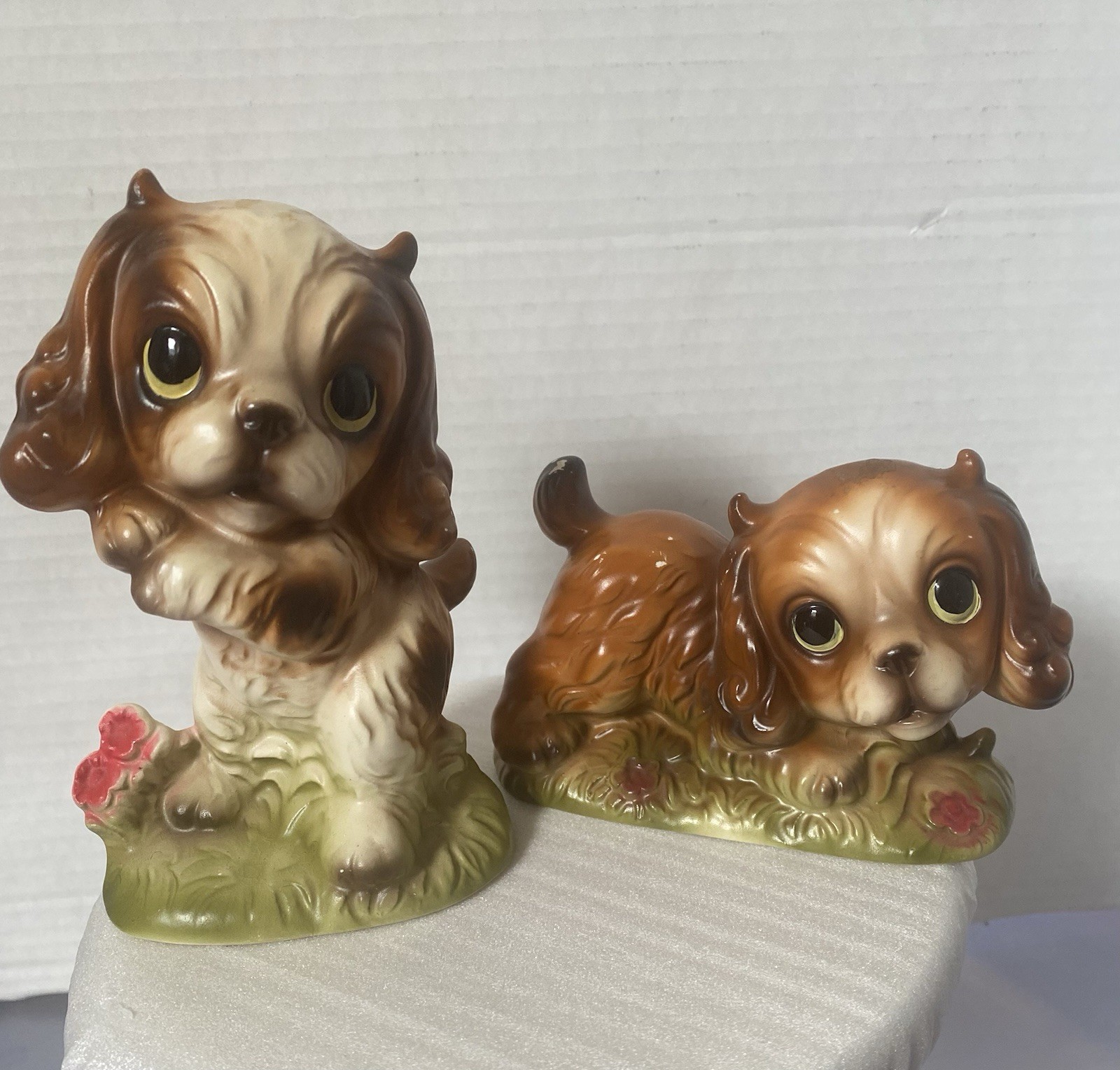 1950s National Potteries Co/ Napco ,Ceramic, Big Eyed Puppies Figurines