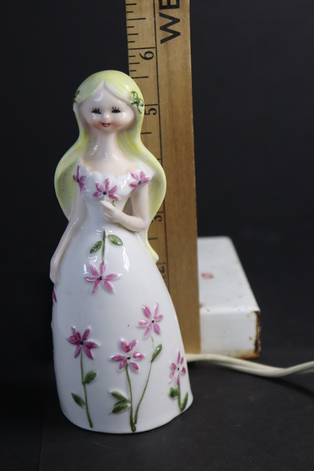 VTG All Nations Labs Girl Portable Lamp Figurine, Floral Dress Night Light