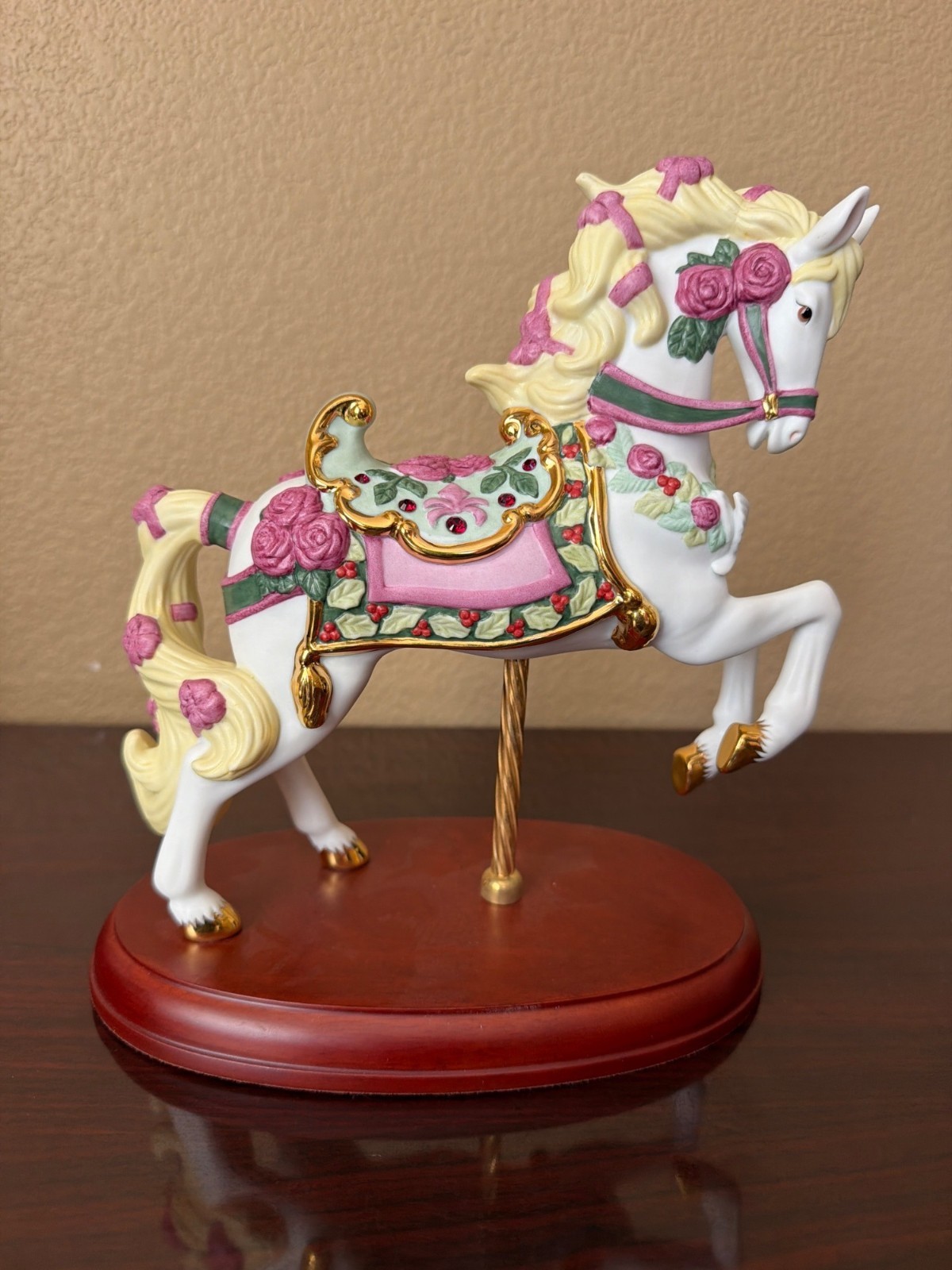 2009 Lenox Limited Edition “Rubies & Roses” Porcelain Carousel Horse w/FLAW
