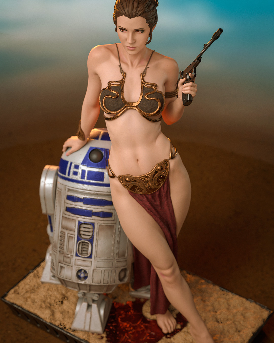 Rebel Icon Leia and R2D2 – Star Wars | UNPAINTED | 1/6 Scale Resin Kit