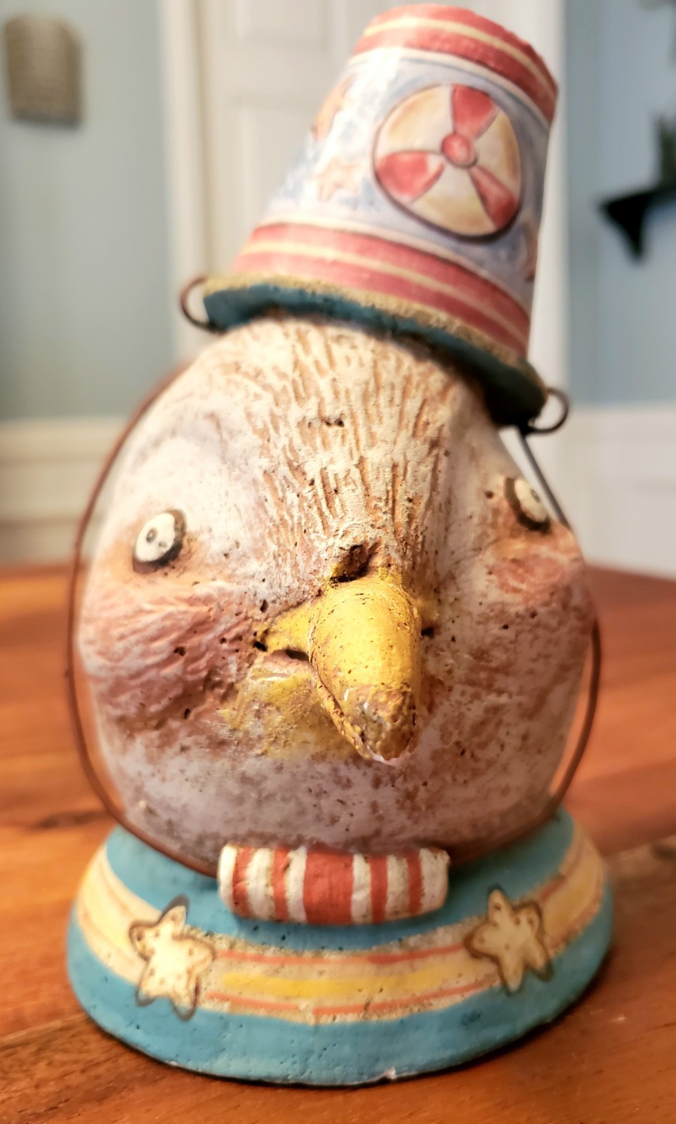 RARE Primitives by Kathy Johanna Parker Folk Art Sea Gull Head with Beach Bucket