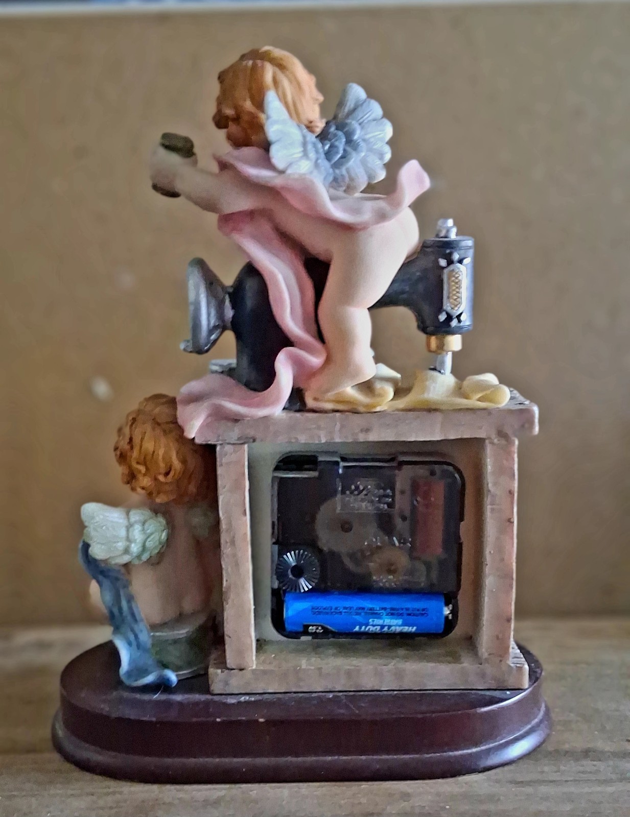 Turtle King Corp Beaitiful “De Elina Cherubs on Sewing Machine Wooden Base Runin