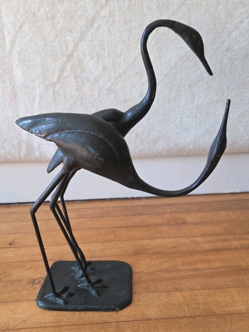 Andrea By Sadek Cast Metal Cranes Sculpture “Chopsticks” Art Deco 11.5″ Tall