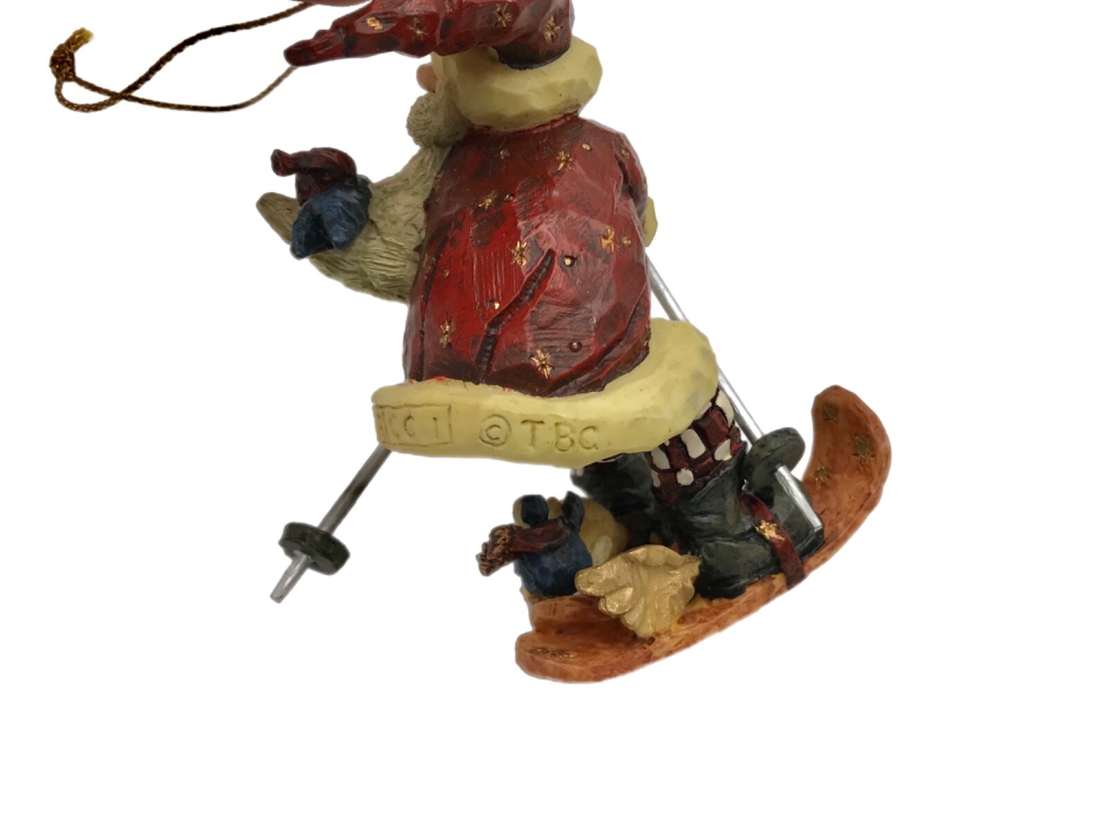 Boyds Bears Skiing Santa In The Nick of Time Handmade Christmas Ornament w/Box