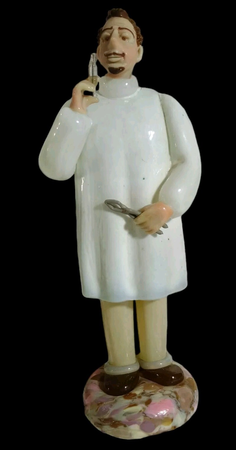 Vintage Czech Occupation Cut Crystal Figural Dentist Man Figurine Sculpture