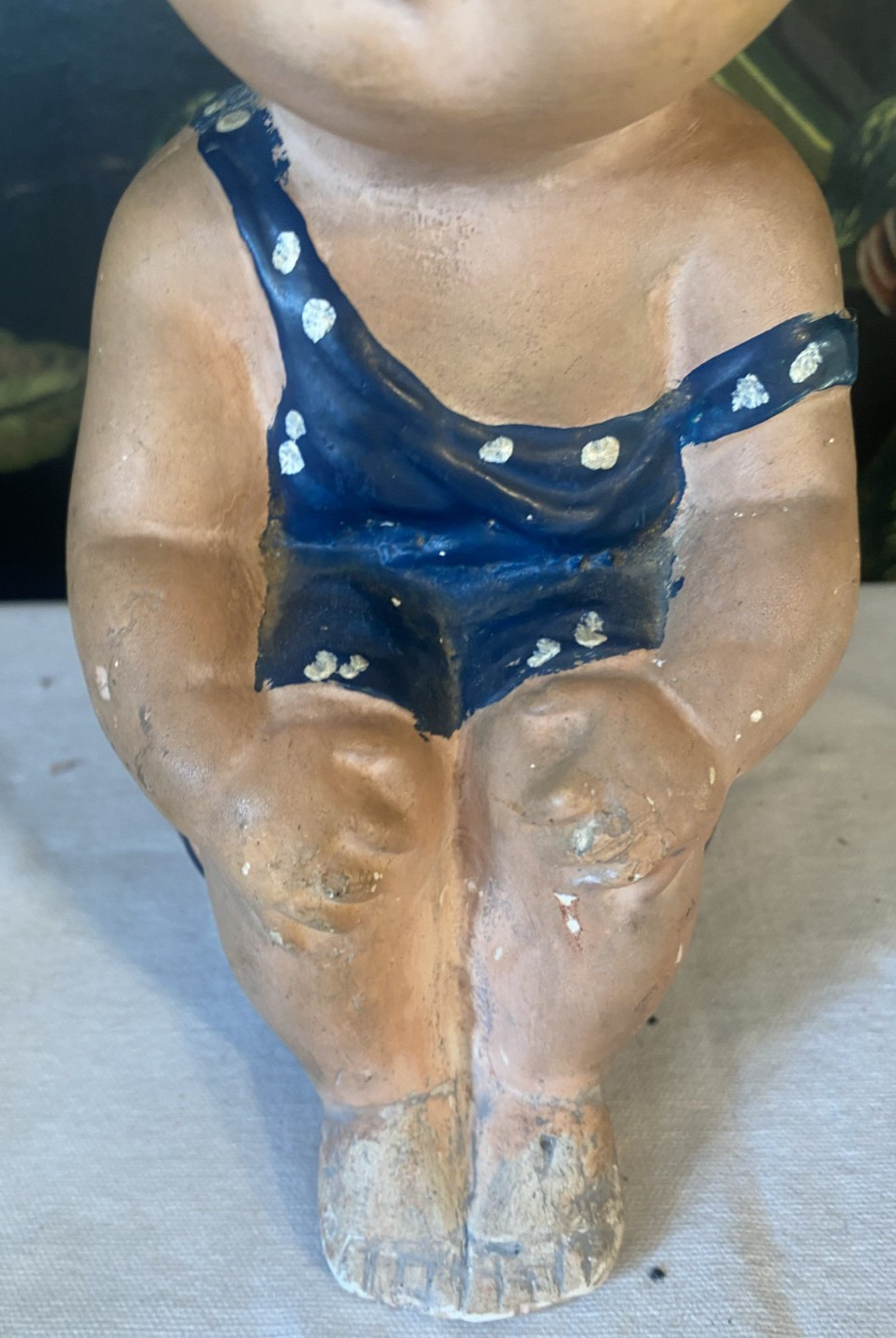 Vintage 9″ Swimsuit Kewpie Chalk ware Sitting Doll Collectable