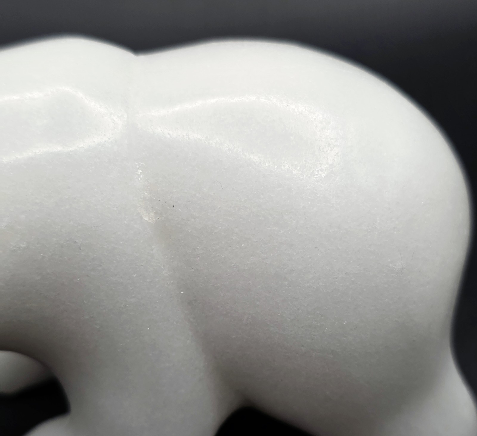 Vintage Carved White Quartz Polar Bear Figurine Green Jade Fish Sculpture Signed