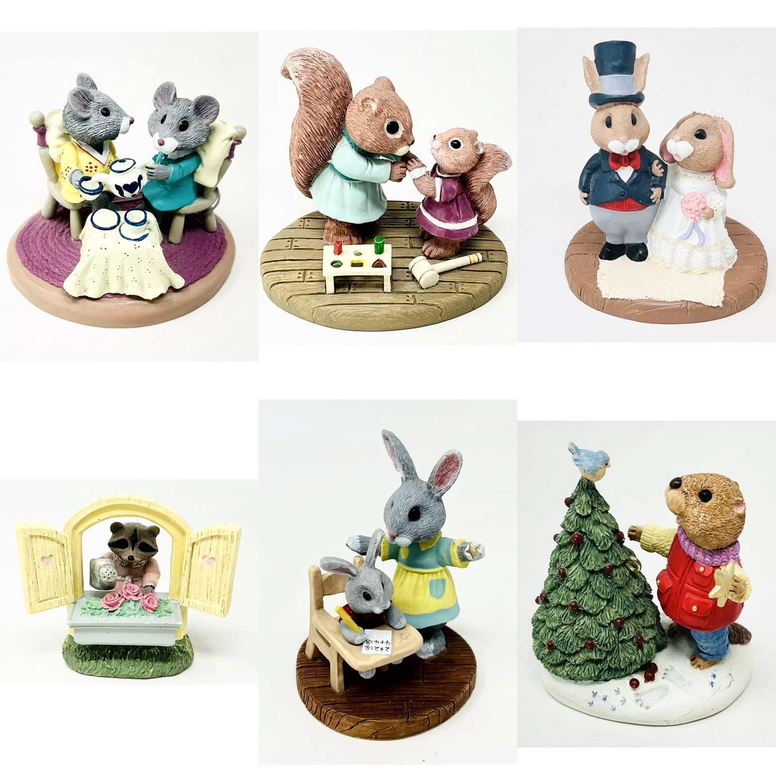Lot Of 10 Hallmark Tender Touches Figurines Rabbits Bears Squirrels Raccoons